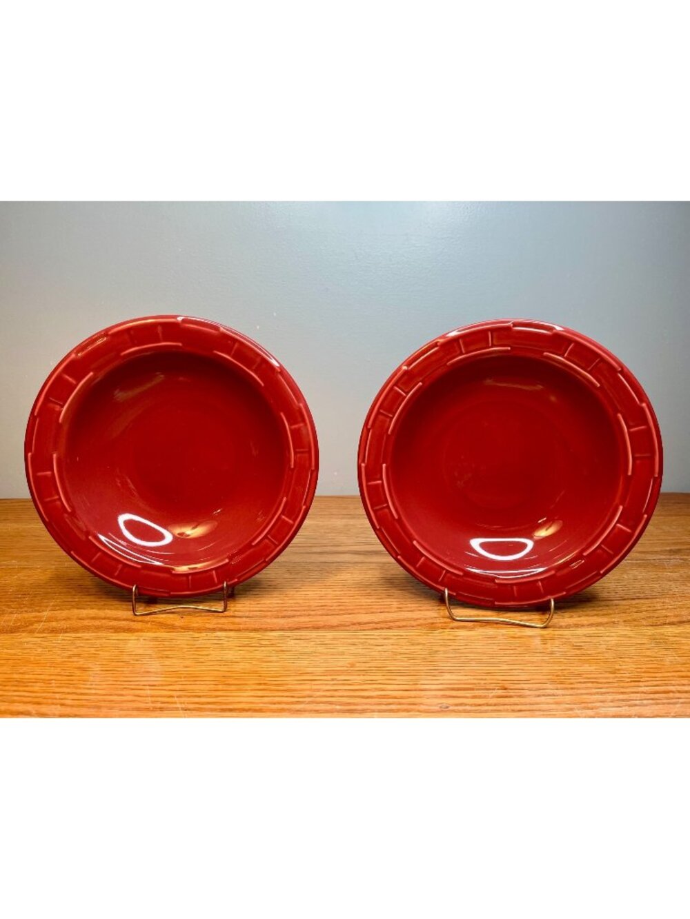 Set of 2 Longaberger Woven Traditions Paprika  9"  Rimmed Soup/Salad / Pasta Bow